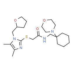 ChemSpider 2D Image | 2-{[4,5-Dimethyl-1-(tetrahydro-2-furanylmethyl)-1H-imidazol-2-yl]sulfanyl}-N-{[1-(4-morpholinyl)cyclohexyl]methyl}acetamide | C23H38N4O3S