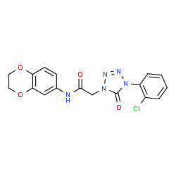 ChemSpider 2D Image | 2-[4-(2-Chlorophenyl)-5-oxo-4,5-dihydro-1H-tetrazol-1-yl]-N-(2,3-dihydro-1,4-benzodioxin-6-yl)acetamide | C17H14ClN5O4