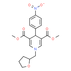 ChemSpider 2D Image | Dimethyl 4-(4-nitrophenyl)-1-(tetrahydro-2-furanylmethyl)-1,4-dihydro-3,5-pyridinedicarboxylate | C20H22N2O7