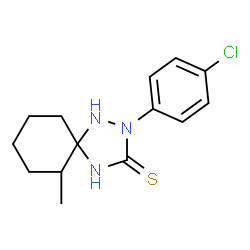 ChemSpider 2D Image | 2-(4-Chlorophenyl)-6-methyl-1,2,4-triazaspiro[4.5]decane-3-thione | C14H18ClN3S