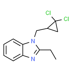 ChemSpider 2D Image | 1-(2,2-Dichloro-cyclopropylmethyl)-2-ethyl-1H-benzoimidazole | C13H14Cl2N2
