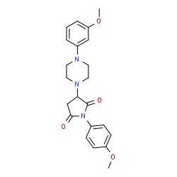 ChemSpider 2D Image | 1-(4-Methoxyphenyl)-3-[4-(3-methoxyphenyl)-1-piperazinyl]-2,5-pyrrolidinedione | C22H25N3O4