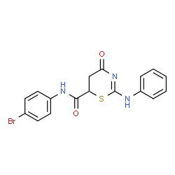 ChemSpider 2D Image | (2Z)-N-(4-bromophenyl)-4-oxo-2-(phenylimino)-1,3-thiazinane-6-carboxamide | C17H14BrN3O2S