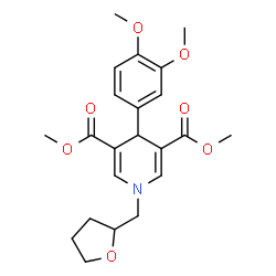ChemSpider 2D Image | Dimethyl 4-(3,4-dimethoxyphenyl)-1-(tetrahydro-2-furanylmethyl)-1,4-dihydro-3,5-pyridinedicarboxylate | C22H27NO7