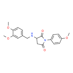 ChemSpider 2D Image | 3-[(3,4-Dimethoxybenzyl)amino]-1-(4-methoxyphenyl)-2,5-pyrrolidinedione | C20H22N2O5