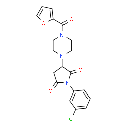 ChemSpider 2D Image | 1-(3-Chlorophenyl)-3-[4-(2-furoyl)-1-piperazinyl]-2,5-pyrrolidinedione | C19H18ClN3O4