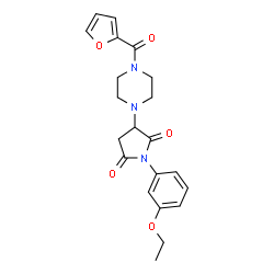 ChemSpider 2D Image | 1-(3-Ethoxyphenyl)-3-[4-(2-furoyl)-1-piperazinyl]-2,5-pyrrolidinedione | C21H23N3O5