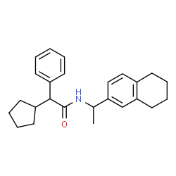 ChemSpider 2D Image | 2-Cyclopentyl-2-phenyl-N-[1-(5,6,7,8-tetrahydro-2-naphthalenyl)ethyl]acetamide | C25H31NO