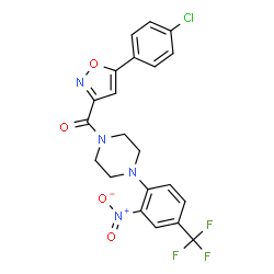ChemSpider 2D Image | [5-(4-Chlorophenyl)-1,2-oxazol-3-yl]{4-[2-nitro-4-(trifluoromethyl)phenyl]-1-piperazinyl}methanone | C21H16ClF3N4O4
