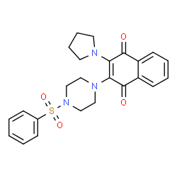 ChemSpider 2D Image | 2-[4-(Phenylsulfonyl)-1-piperazinyl]-3-(1-pyrrolidinyl)-1,4-naphthoquinone | C24H25N3O4S