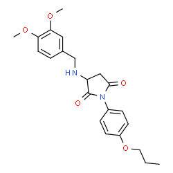ChemSpider 2D Image | 3-[(3,4-Dimethoxybenzyl)amino]-1-(4-propoxyphenyl)-2,5-pyrrolidinedione | C22H26N2O5