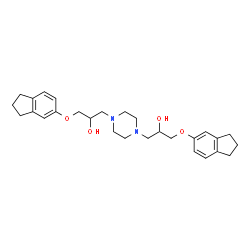 ChemSpider 2D Image | 1,1'-(1,4-Piperazinediyl)bis[3-(2,3-dihydro-1H-inden-5-yloxy)-2-propanol] | C28H38N2O4
