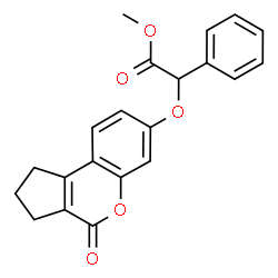 ChemSpider 2D Image | Methyl [(4-oxo-1,2,3,4-tetrahydrocyclopenta[c]chromen-7-yl)oxy](phenyl)acetate | C21H18O5