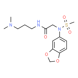 ChemSpider 2D Image | N~2~-1,3-Benzodioxol-5-yl-N-[3-(dimethylamino)propyl]-N~2~-(methylsulfonyl)glycinamide | C15H23N3O5S