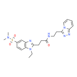 ChemSpider 2D Image | 3-[5-(Dimethylsulfamoyl)-1-ethyl-1H-benzimidazol-2-yl]-N-[2-([1,2,4]triazolo[4,3-a]pyridin-3-yl)ethyl]propanamide | C22H27N7O3S