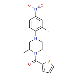 ChemSpider 2D Image | [4-(2-Fluoro-4-nitrophenyl)-2-methyl-1-piperazinyl](2-thienyl)methanone | C16H16FN3O3S