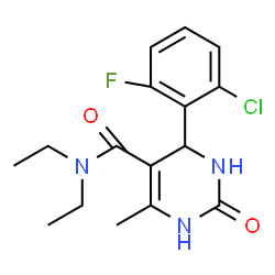 ChemSpider 2D Image | 4-(2-Chloro-6-fluorophenyl)-N,N-diethyl-6-methyl-2-oxo-1,2,3,4-tetrahydro-5-pyrimidinecarboxamide | C16H19ClFN3O2
