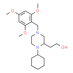 ChemSpider 2D Image | 2-[1-Cyclohexyl-4-(2,4,6-trimethoxybenzyl)-2-piperazinyl]ethanol | C22H36N2O4