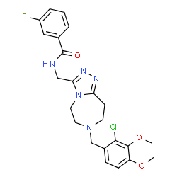 ChemSpider 2D Image | N-{[7-(2-Chloro-3,4-dimethoxybenzyl)-6,7,8,9-tetrahydro-5H-[1,2,4]triazolo[4,3-d][1,4]diazepin-3-yl]methyl}-3-fluorobenzamide | C23H25ClFN5O3