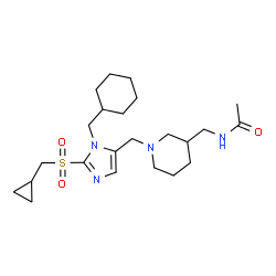 ChemSpider 2D Image | N-{[1-({1-(Cyclohexylmethyl)-2-[(cyclopropylmethyl)sulfonyl]-1H-imidazol-5-yl}methyl)-3-piperidinyl]methyl}acetamide | C23H38N4O3S