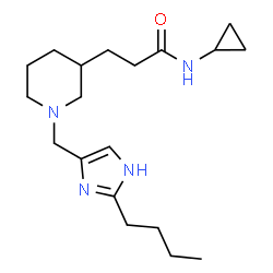 ChemSpider 2D Image | 3-{1-[(2-Butyl-1H-imidazol-4-yl)methyl]-3-piperidinyl}-N-cyclopropylpropanamide | C19H32N4O