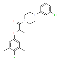 ChemSpider 2D Image | 2-(4-Chloro-3,5-dimethylphenoxy)-1-[4-(3-chlorophenyl)-1-piperazinyl]-1-propanone | C21H24Cl2N2O2