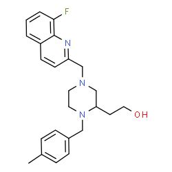 ChemSpider 2D Image | 2-{4-[(8-Fluoro-2-quinolinyl)methyl]-1-(4-methylbenzyl)-2-piperazinyl}ethanol | C24H28FN3O