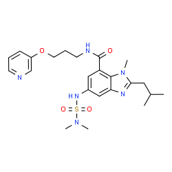 ChemSpider 2D Image | 5-[(Dimethylsulfamoyl)amino]-2-isobutyl-1-methyl-N-[3-(3-pyridinyloxy)propyl]-1H-benzimidazole-7-carboxamide | C23H32N6O4S