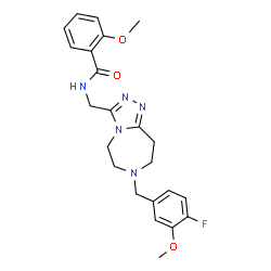 ChemSpider 2D Image | N-{[7-(4-Fluoro-3-methoxybenzyl)-6,7,8,9-tetrahydro-5H-[1,2,4]triazolo[4,3-d][1,4]diazepin-3-yl]methyl}-2-methoxybenzamide | C23H26FN5O3