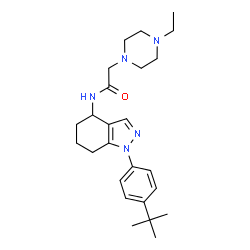 ChemSpider 2D Image | 2-(4-Ethyl-1-piperazinyl)-N-{1-[4-(2-methyl-2-propanyl)phenyl]-4,5,6,7-tetrahydro-1H-indazol-4-yl}acetamide | C25H37N5O