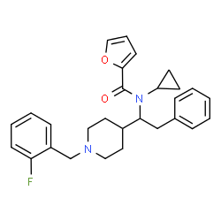 ChemSpider 2D Image | N-Cyclopropyl-N-{1-[1-(2-fluorobenzyl)-4-piperidinyl]-2-phenylethyl}-2-furamide | C28H31FN2O2