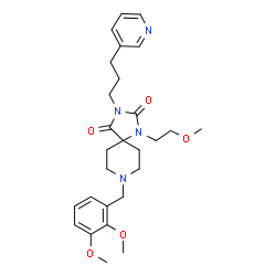 ChemSpider 2D Image | 8-(2,3-Dimethoxybenzyl)-1-(2-methoxyethyl)-3-[3-(3-pyridinyl)propyl]-1,3,8-triazaspiro[4.5]decane-2,4-dione | C27H36N4O5