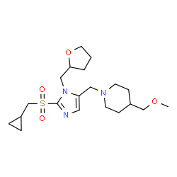ChemSpider 2D Image | 1-({2-[(Cyclopropylmethyl)sulfonyl]-1-(tetrahydro-2-furanylmethyl)-1H-imidazol-5-yl}methyl)-4-(methoxymethyl)piperidine | C20H33N3O4S