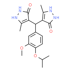 ChemSpider 2D Image | 4,4'-[(4-Isopropoxy-3-methoxyphenyl)methylene]bis(5-methyl-1,2-dihydro-3H-pyrazol-3-one) | C19H24N4O4