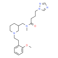 ChemSpider 2D Image | N-({1-[2-(2-Methoxyphenyl)ethyl]-3-piperidinyl}methyl)-N-methyl-4-(1H-1,2,4-triazol-1-yl)butanamide | C22H33N5O2