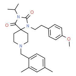 ChemSpider 2D Image | 8-(2,4-Dimethylbenzyl)-3-isopropyl-1-[2-(4-methoxyphenyl)ethyl]-1,3,8-triazaspiro[4.5]decane-2,4-dione | C28H37N3O3
