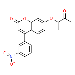 ChemSpider 2D Image | 4-(3-Nitrophenyl)-7-[(3-oxo-2-butanyl)oxy]-2H-chromen-2-one | C19H15NO6