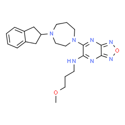 ChemSpider 2D Image | 6-[4-(2,3-Dihydro-1H-inden-2-yl)-1,4-diazepan-1-yl]-N-(3-methoxypropyl)[1,2,5]oxadiazolo[3,4-b]pyrazin-5-amine | C22H29N7O2