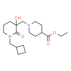ChemSpider 2D Image | Ethyl 1-{[1-(cyclobutylmethyl)-3-hydroxy-2-oxo-3-piperidinyl]methyl}-4-piperidinecarboxylate | C19H32N2O4
