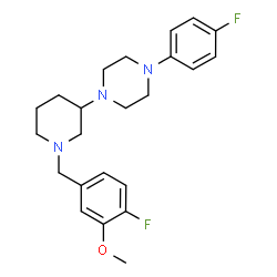 ChemSpider 2D Image | 1-[1-(4-Fluoro-3-methoxybenzyl)-3-piperidinyl]-4-(4-fluorophenyl)piperazine | C23H29F2N3O