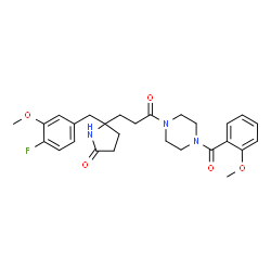 ChemSpider 2D Image | 5-(4-Fluoro-3-methoxybenzyl)-5-{3-[4-(2-methoxybenzoyl)-1-piperazinyl]-3-oxopropyl}-2-pyrrolidinone | C27H32FN3O5