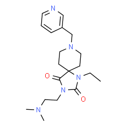 ChemSpider 2D Image | 3-[2-(Dimethylamino)ethyl]-1-ethyl-8-(3-pyridinylmethyl)-1,3,8-triazaspiro[4.5]decane-2,4-dione | C19H29N5O2