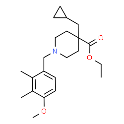 ChemSpider 2D Image | Ethyl 4-(cyclopropylmethyl)-1-(4-methoxy-2,3-dimethylbenzyl)-4-piperidinecarboxylate | C22H33NO3