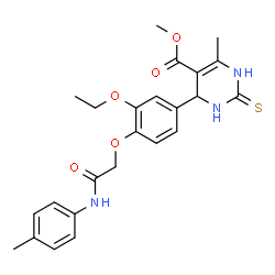 ChemSpider 2D Image | Methyl 4-(3-ethoxy-4-{2-[(4-methylphenyl)amino]-2-oxoethoxy}phenyl)-6-methyl-2-thioxo-1,2,3,4-tetrahydro-5-pyrimidinecarboxylate | C24H27N3O5S