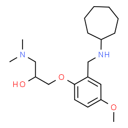 ChemSpider 2D Image | 1-{2-[(Cycloheptylamino)methyl]-4-methoxyphenoxy}-3-(dimethylamino)-2-propanol | C20H34N2O3