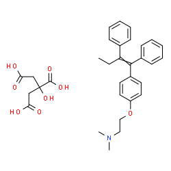 ChemSpider 2D Image | 2-[4-(1,2-Diphenyl-1-buten-1-yl)phenoxy]-N,N-dimethylethanamine 2-hydroxy-1,2,3-propanetricarboxylate (1:1) | C32H37NO8