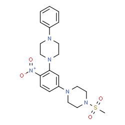 ChemSpider 2D Image | 1-(Methylsulfonyl)-4-[4-nitro-3-(4-phenyl-1-piperazinyl)phenyl]piperazine | C21H27N5O4S