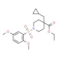 ChemSpider 2D Image | Ethyl 4-(cyclopropylmethyl)-1-[(2,5-dimethoxyphenyl)sulfonyl]-4-piperidinecarboxylate | C20H29NO6S