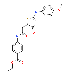 ChemSpider 2D Image | ethyl 4-[({(2E)-2-[(4-ethoxyphenyl)imino]-4-oxo-1,3-thiazolidin-5-yl}acetyl)amino]benzoate | C22H23N3O5S