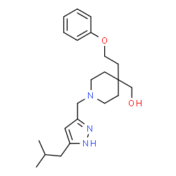 ChemSpider 2D Image | {1-[(5-Isobutyl-1H-pyrazol-3-yl)methyl]-4-(2-phenoxyethyl)-4-piperidinyl}methanol | C22H33N3O2